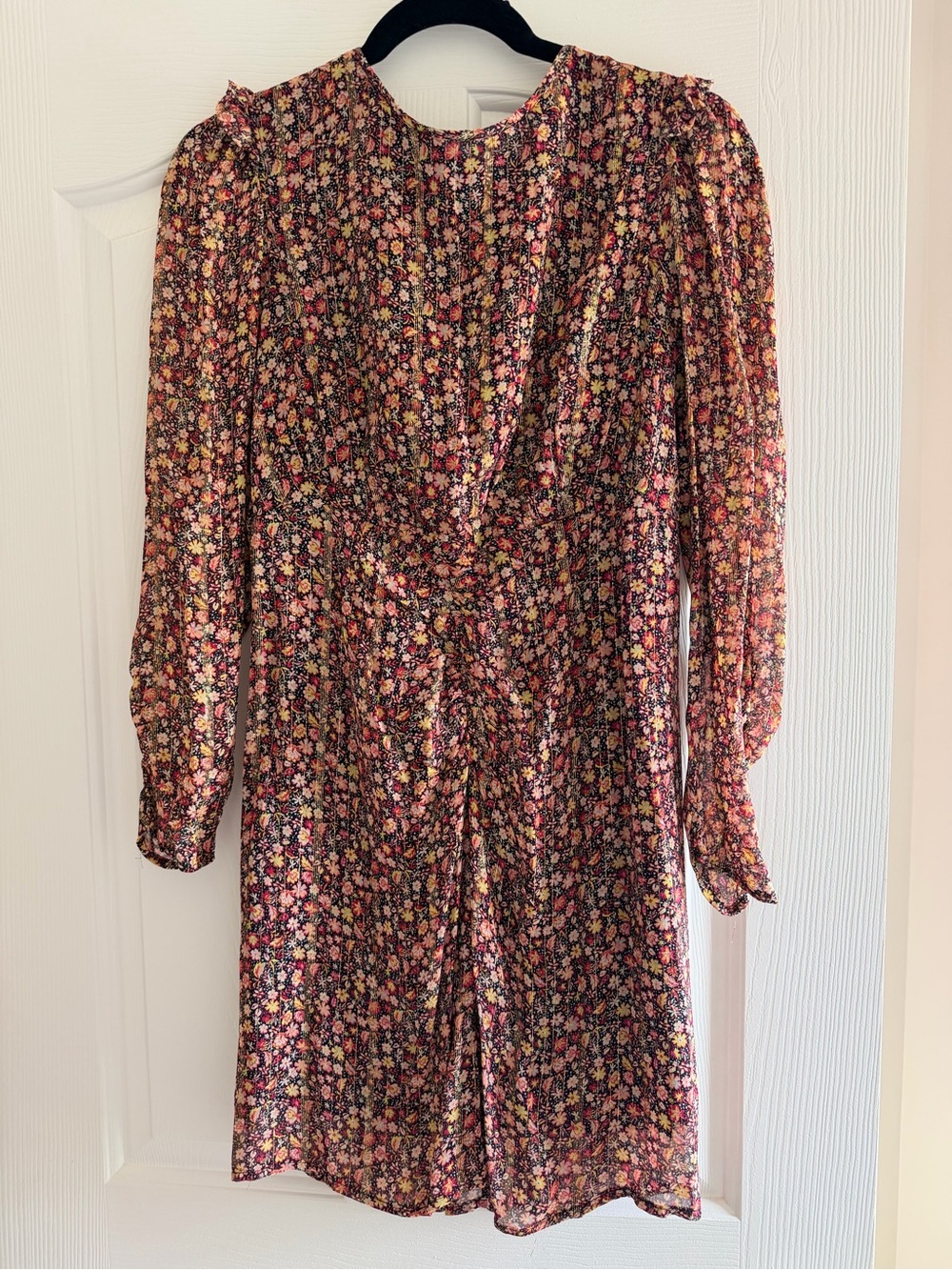 MANGO Floral Long-Sleeve Mini Dress in Multicolor